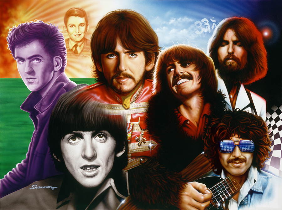 Seven Faces of George Harrison Beatles Print